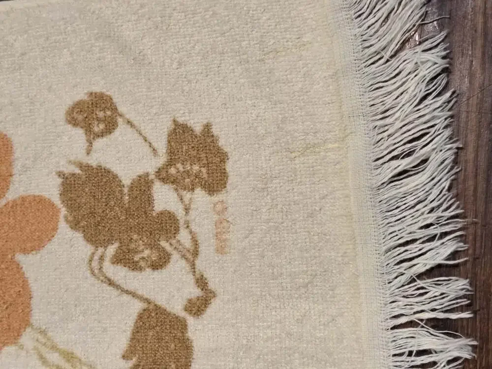 Vintage Cannon Towel Set 3 Piece Retro Floral Butterfly Fringe Yellow Orange